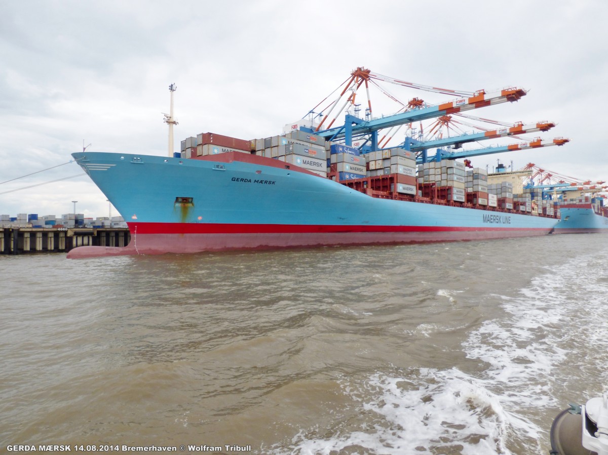 GERDA MAERSK aufgenommen am 14.08.2014 bei Bremerhaven Hhe Container Terminal NTB